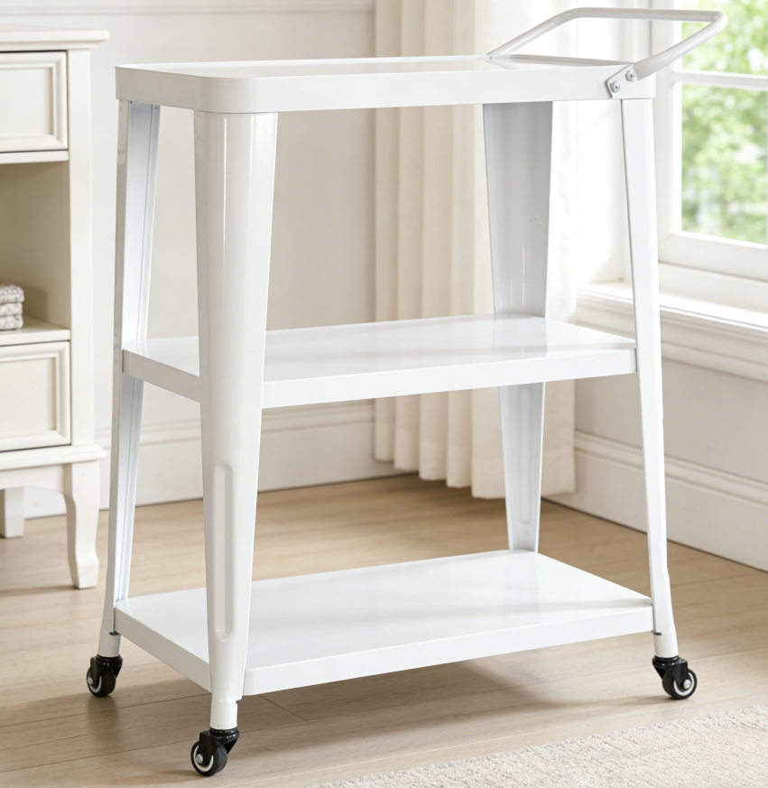 3-Tier White Metal Utility Cart for Salon &amp; Spa Supplies
