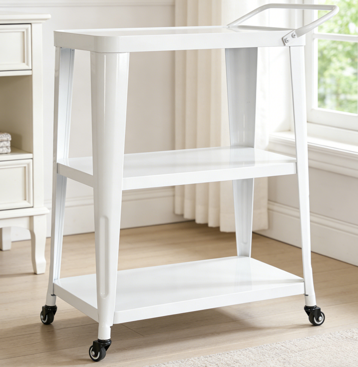 3-Tier White Metal Utility Cart for Salon &amp; Spa Supplies