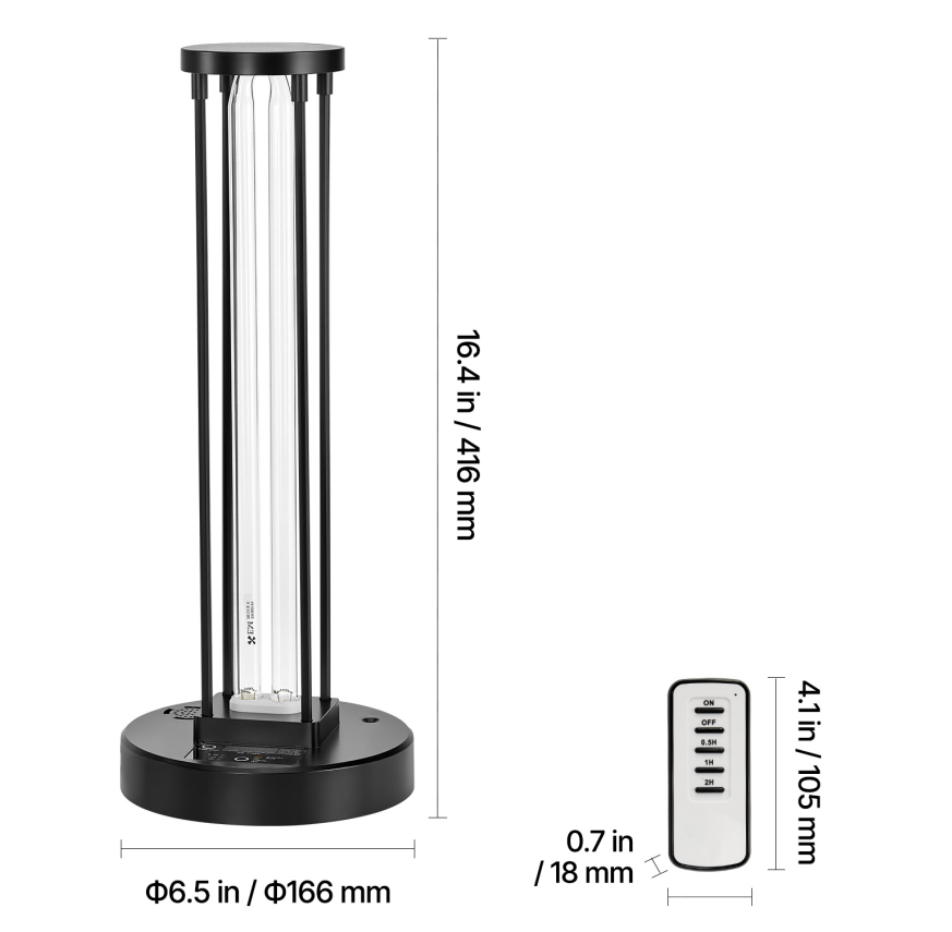 36W UV-C Ozone Sanitizing Lamp for Salon &amp; Spa Rooms