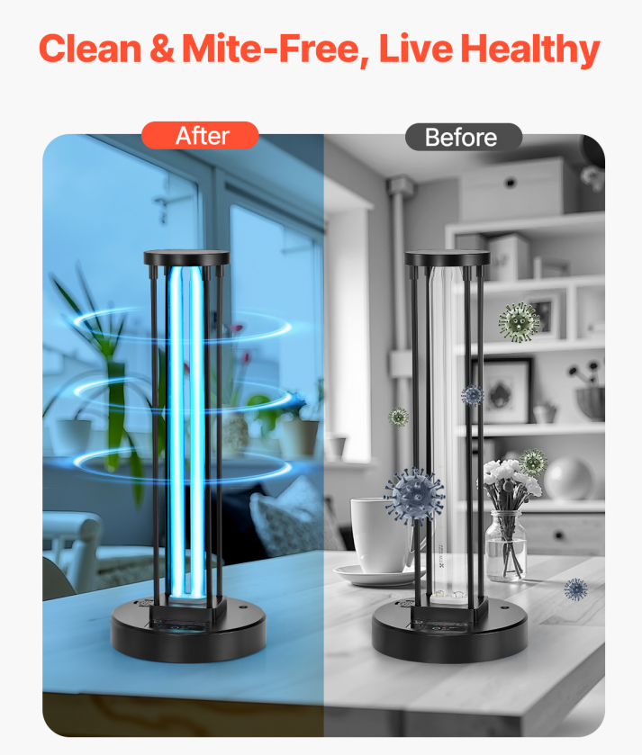 36W UV-C Ozone Sanitizing Lamp for Salon &amp; Spa Rooms