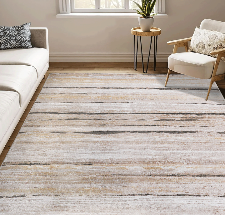 Brown Striped Area Rug for Salon &amp; Spa Waiting Rooms
