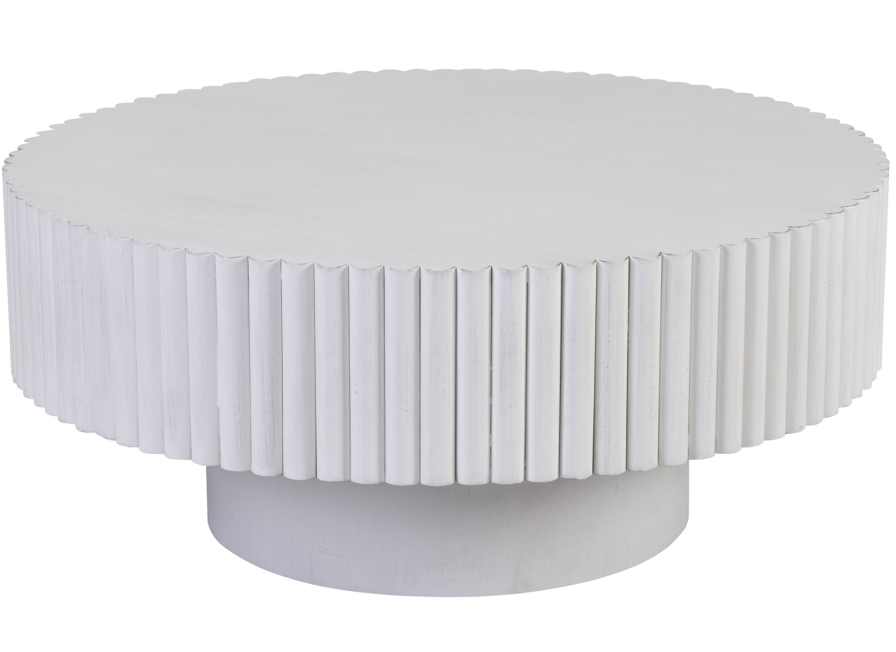 Round Fluted Coffee Table for Salon &amp; Spa Waiting Rooms – Retro White