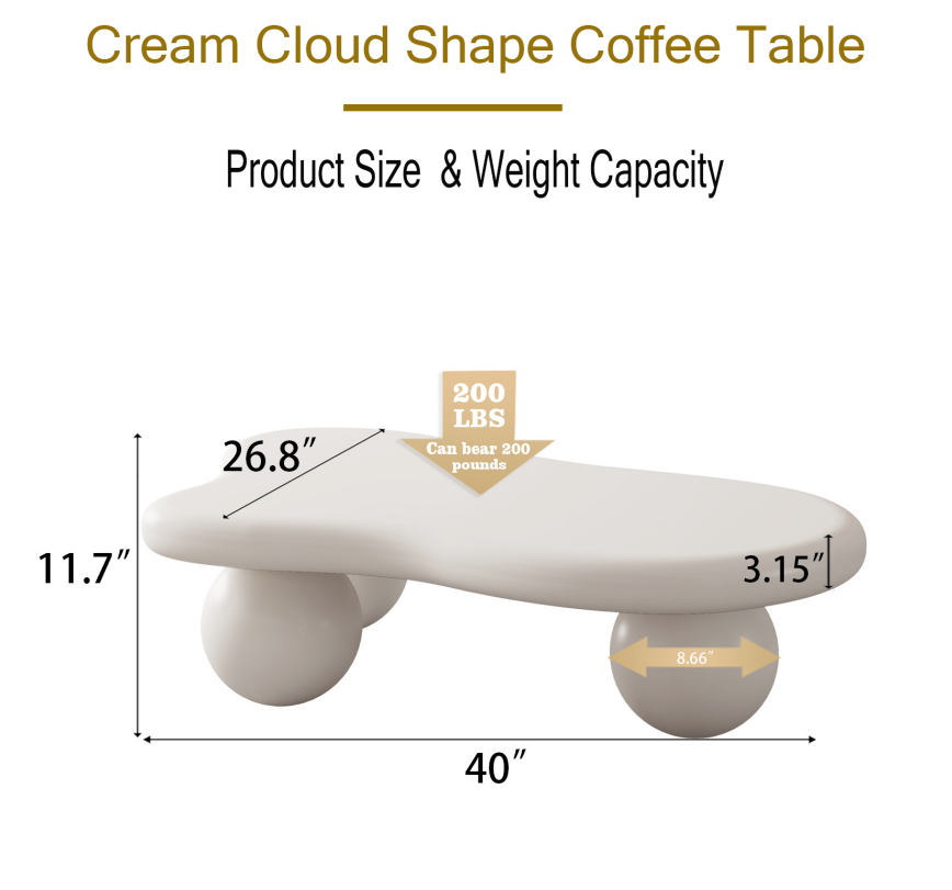 Cream White Cloud Coffee Table for Salon &amp; Spa Waiting Rooms