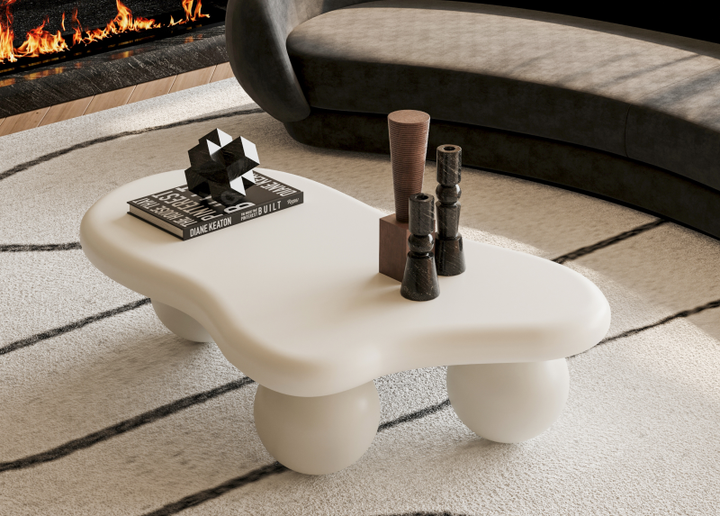 Cream White Cloud Coffee Table for Salon &amp; Spa Waiting Rooms
