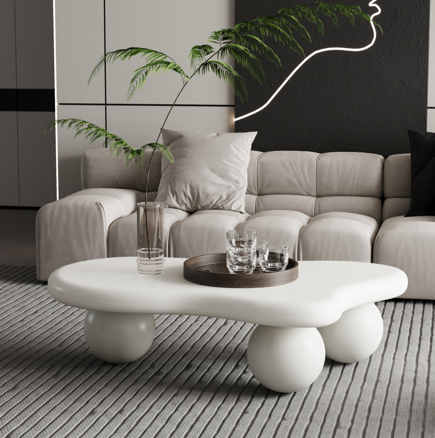 Cream White Cloud Coffee Table for Salon &amp; Spa Waiting Rooms