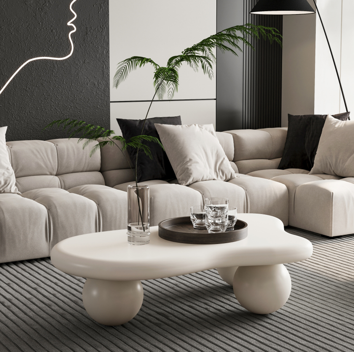 Cream White Cloud Coffee Table for Salon &amp; Spa Waiting Rooms