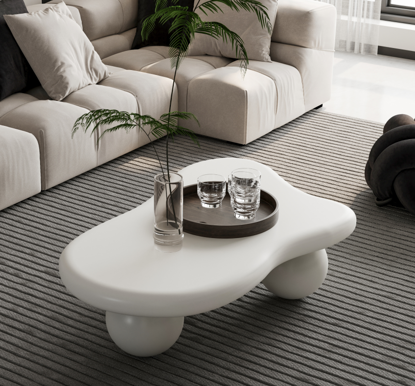 Cream White Cloud Coffee Table for Salon &amp; Spa Waiting Rooms